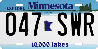 MN license plate 047SWR