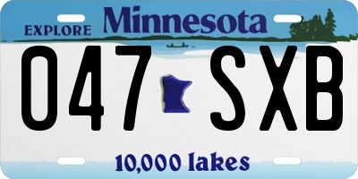 MN license plate 047SXB