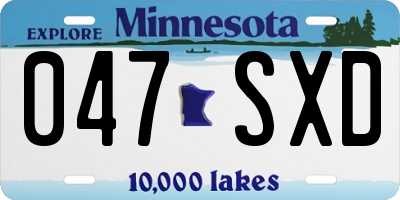 MN license plate 047SXD