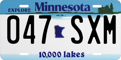 MN license plate 047SXM