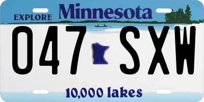 MN license plate 047SXW