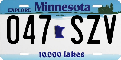 MN license plate 047SZV