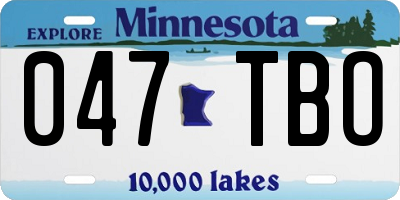 MN license plate 047TBO