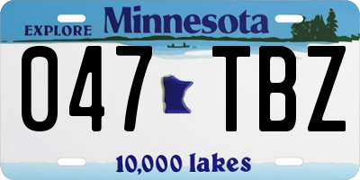 MN license plate 047TBZ