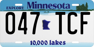 MN license plate 047TCF