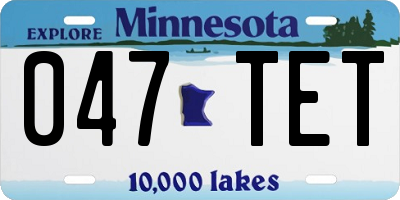 MN license plate 047TET