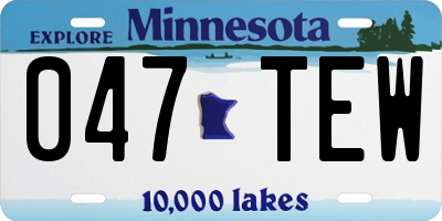 MN license plate 047TEW