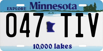 MN license plate 047TIV