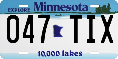 MN license plate 047TIX
