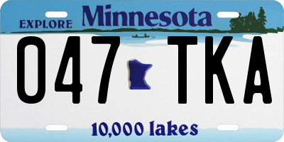 MN license plate 047TKA
