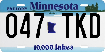 MN license plate 047TKD