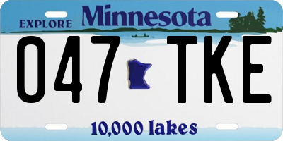MN license plate 047TKE