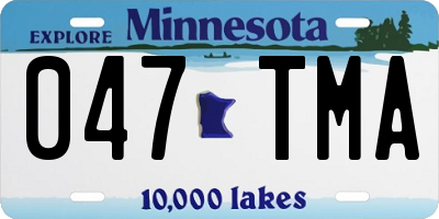 MN license plate 047TMA