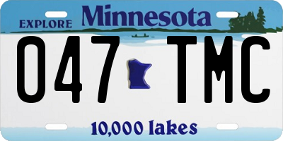 MN license plate 047TMC
