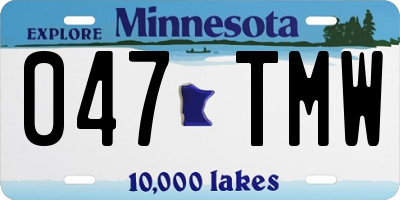 MN license plate 047TMW