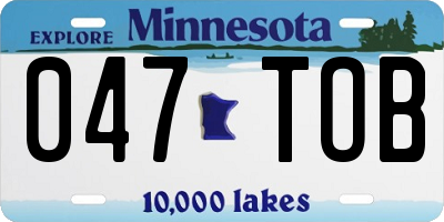 MN license plate 047TOB