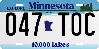 MN license plate 047TOC