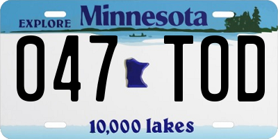 MN license plate 047TOD