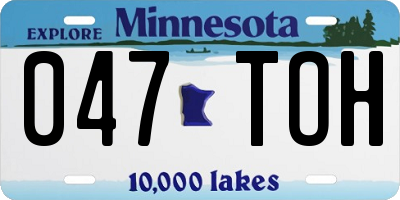 MN license plate 047TOH