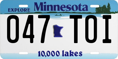 MN license plate 047TOI