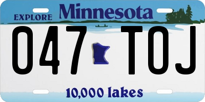 MN license plate 047TOJ