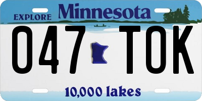 MN license plate 047TOK