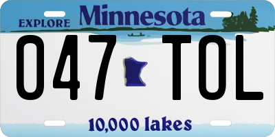 MN license plate 047TOL