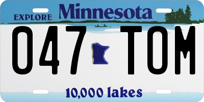 MN license plate 047TOM