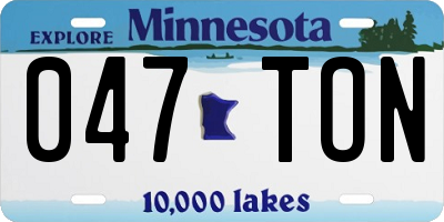 MN license plate 047TON
