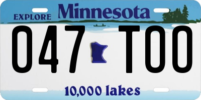 MN license plate 047TOO
