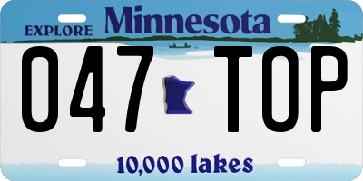 MN license plate 047TOP