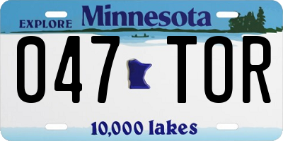 MN license plate 047TOR