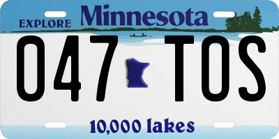 MN license plate 047TOS