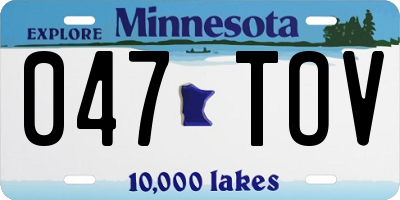 MN license plate 047TOV