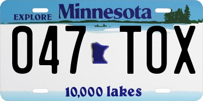 MN license plate 047TOX