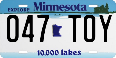 MN license plate 047TOY