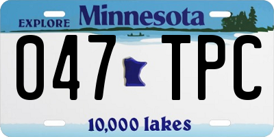 MN license plate 047TPC