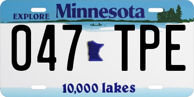 MN license plate 047TPE