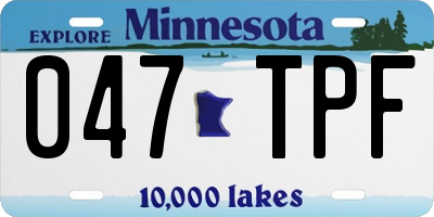 MN license plate 047TPF
