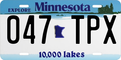 MN license plate 047TPX