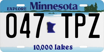 MN license plate 047TPZ