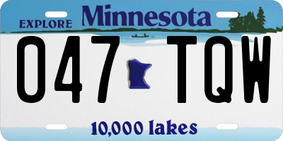 MN license plate 047TQW