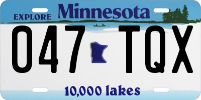 MN license plate 047TQX