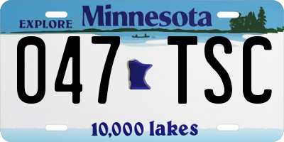 MN license plate 047TSC