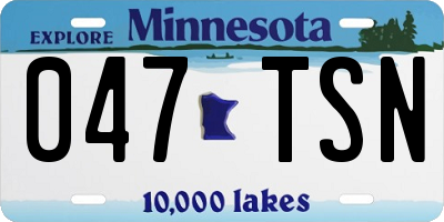 MN license plate 047TSN