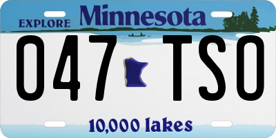 MN license plate 047TSO