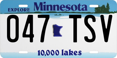 MN license plate 047TSV
