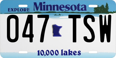 MN license plate 047TSW
