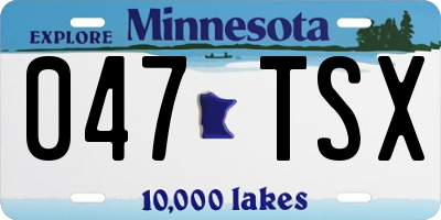 MN license plate 047TSX