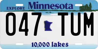 MN license plate 047TUM